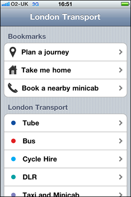 London Transport - Main Menu